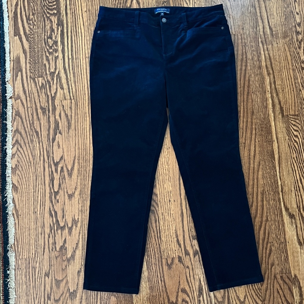 Talbots Women's Straight Leg Dark Blue Corduroy Pant